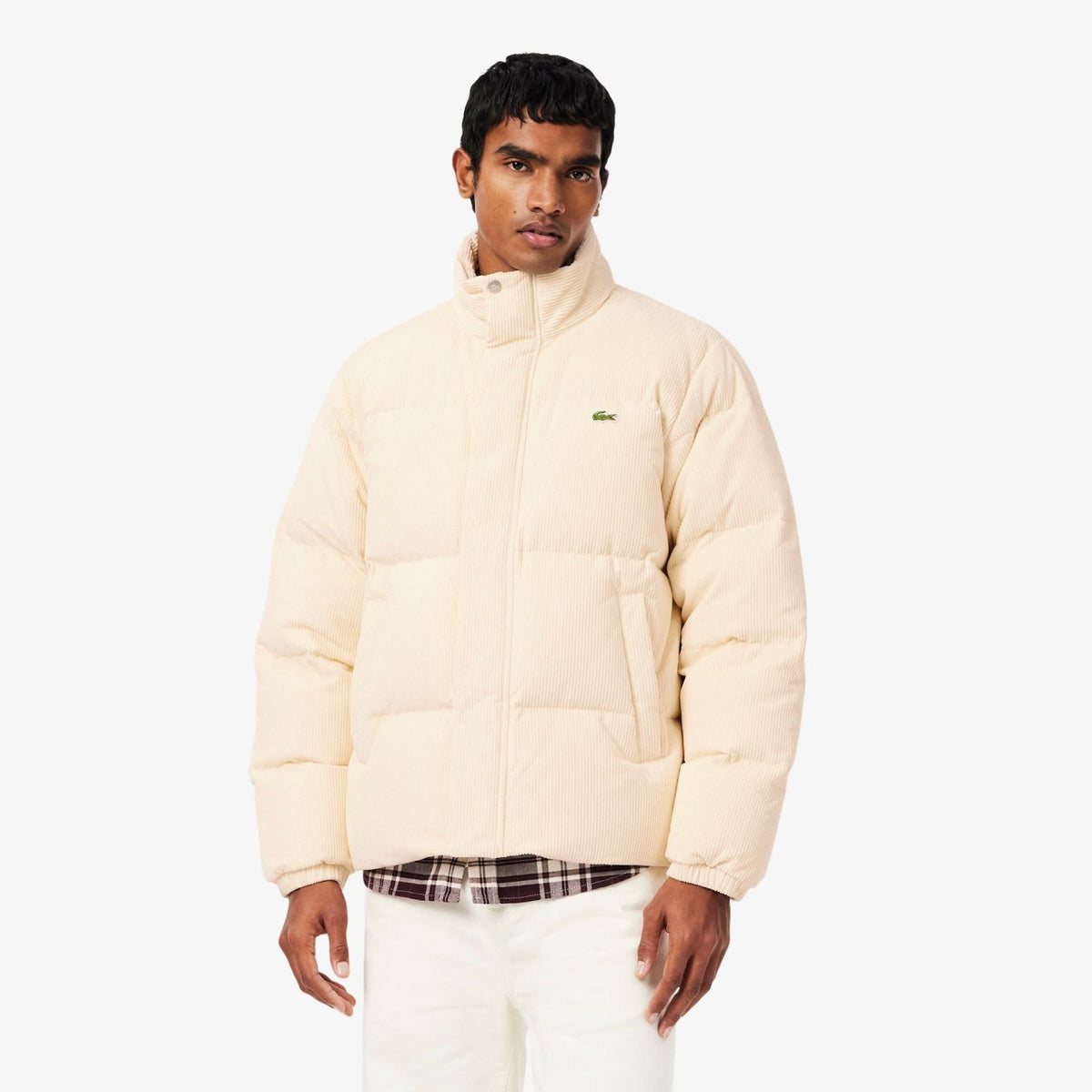 Lacoste Corduroy-Daunenjacke Offwhite