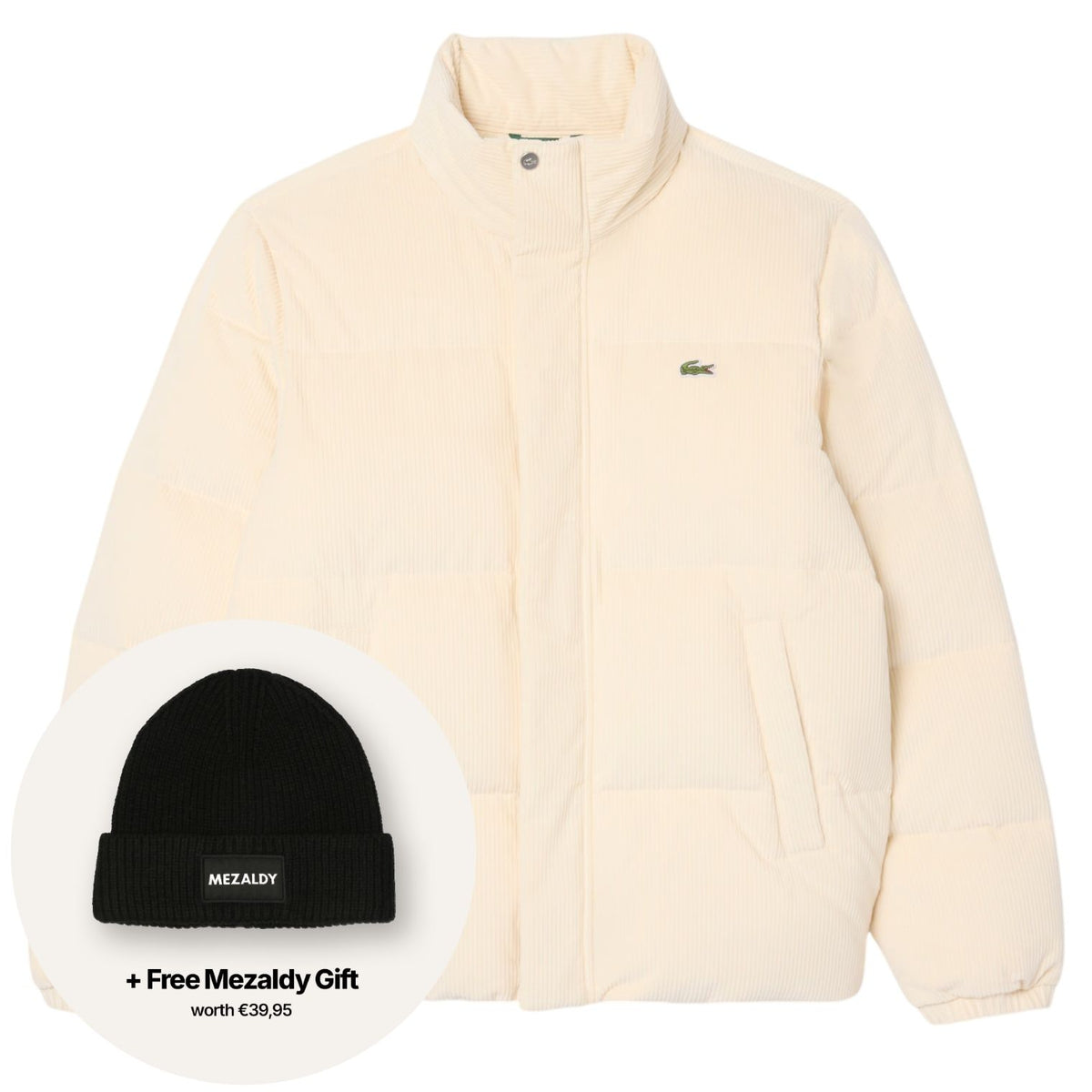 Lacoste Corduroy-Daunenjacke Offwhite