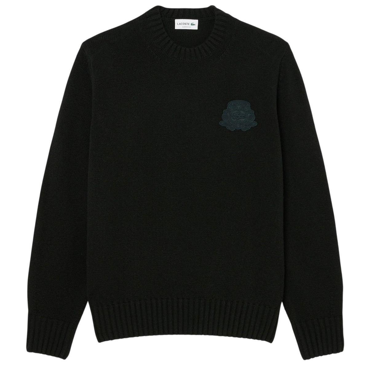 Lacoste Embroidered Shield Wool Pullover Dunkelgrün