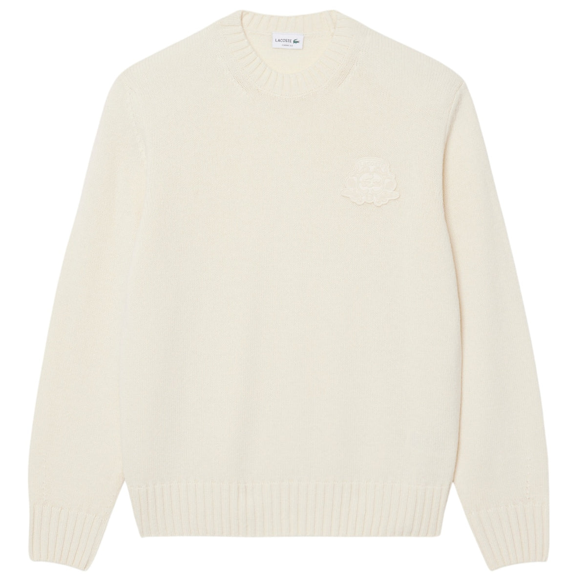 Lacoste Embroidered Shield Wool Pullover Offwhite