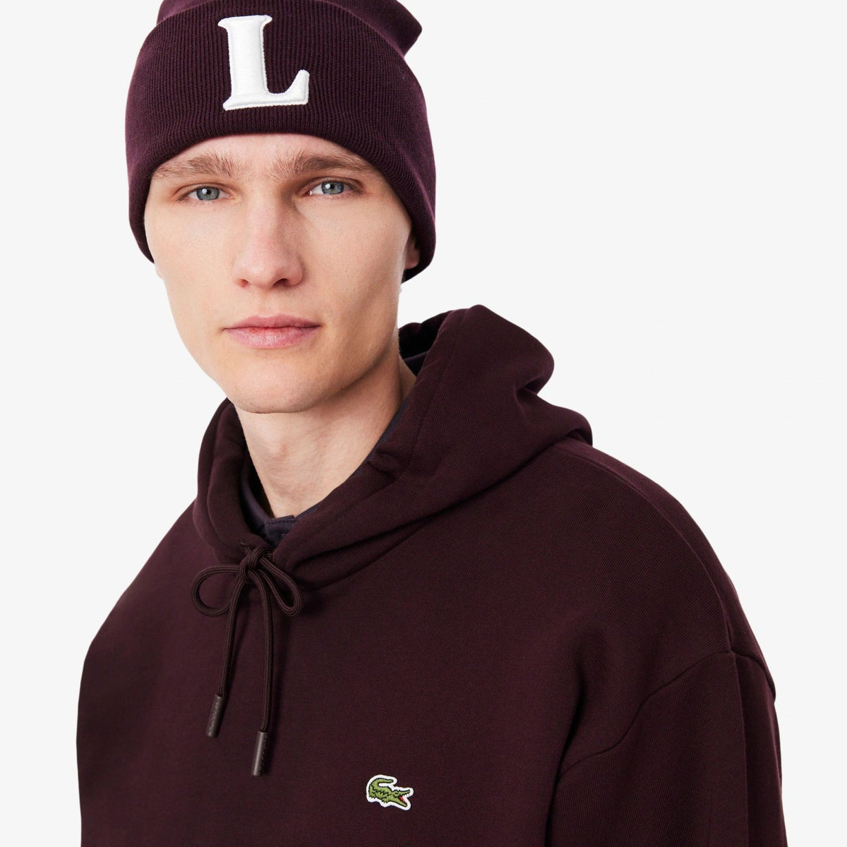 Lacoste Fleece-Kapuzenpullover Bordeaux