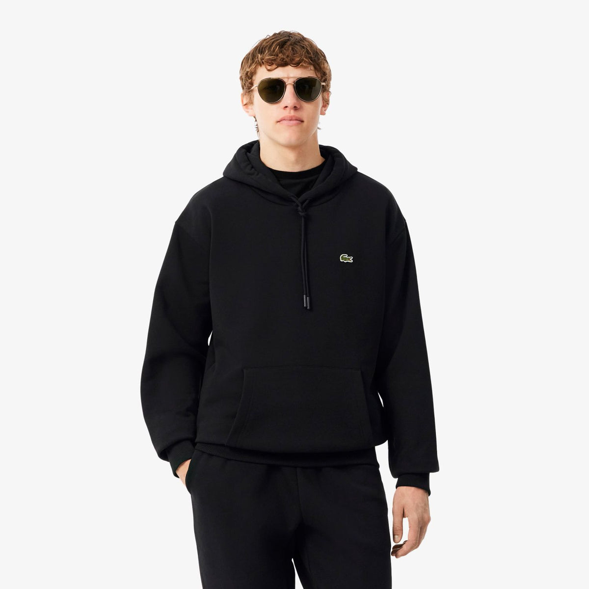 Lacoste Fleece-Kapuzenpullover Schwarz