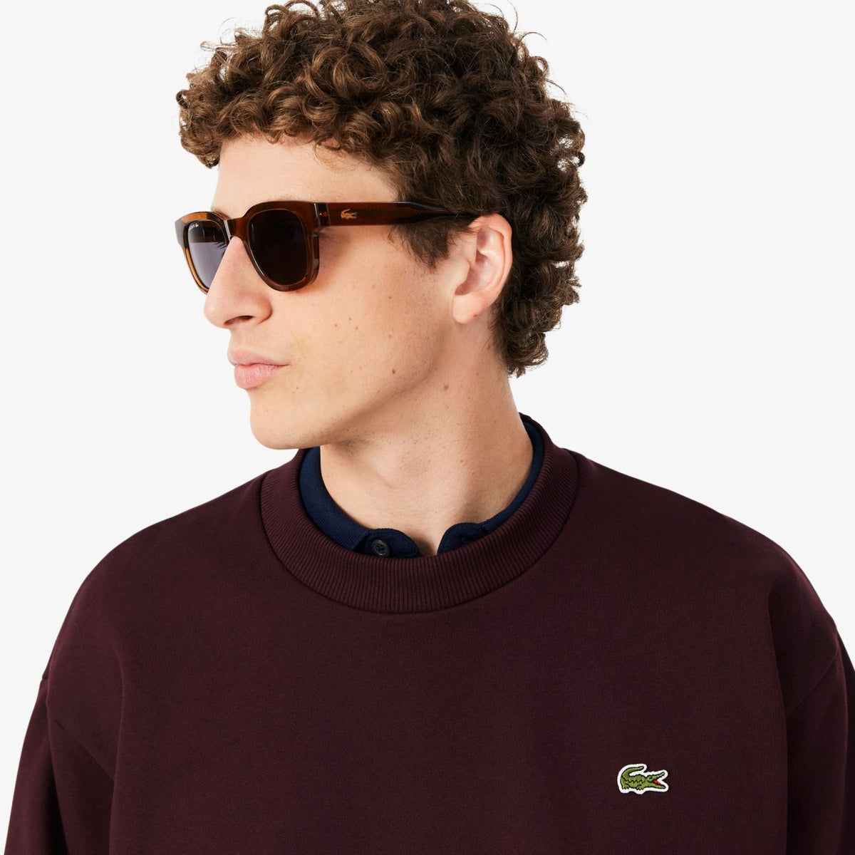 Lacoste Fleece-Pullover Bordeaux