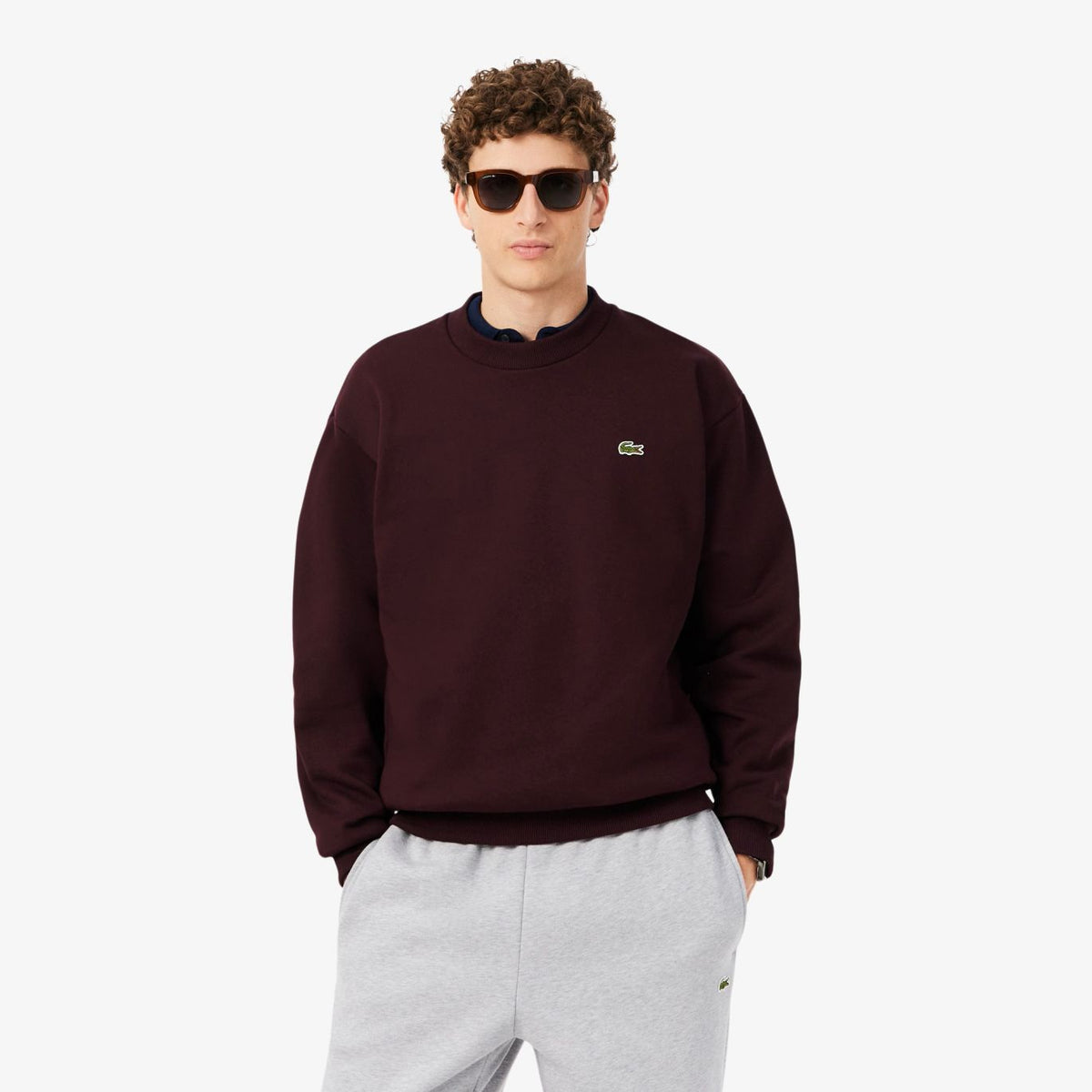 Lacoste Fleece-Pullover Bordeaux