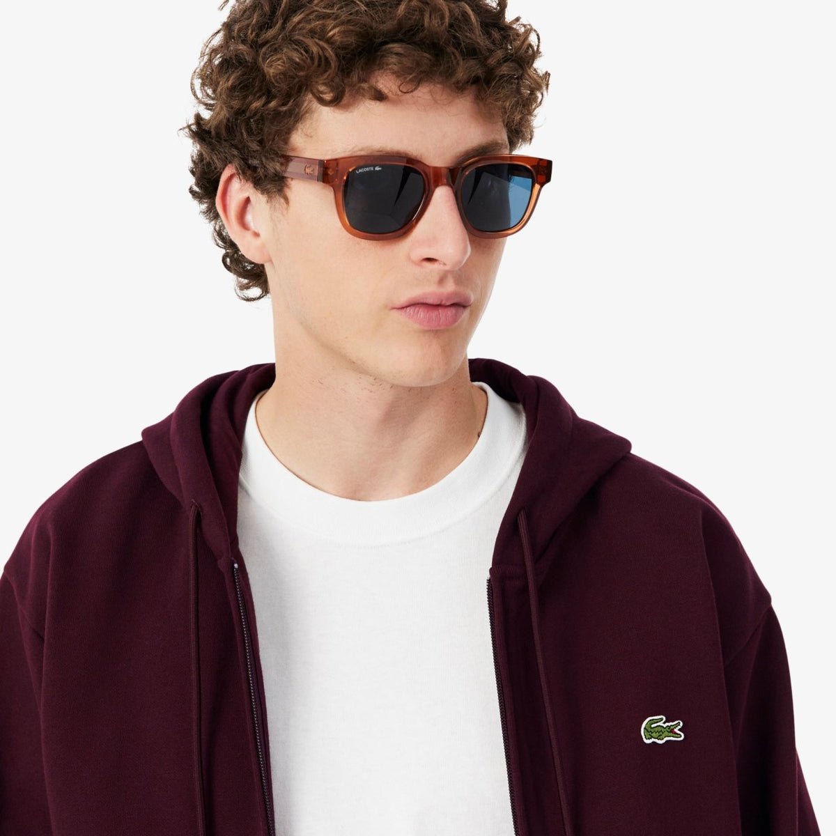 Lacoste Fleece-Weste Bordeaux