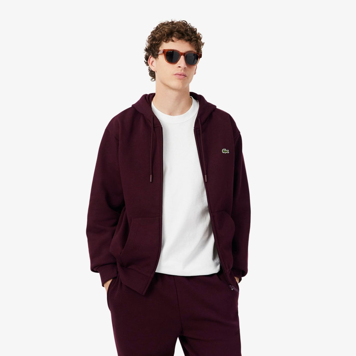 Lacoste Fleece-Weste Bordeaux