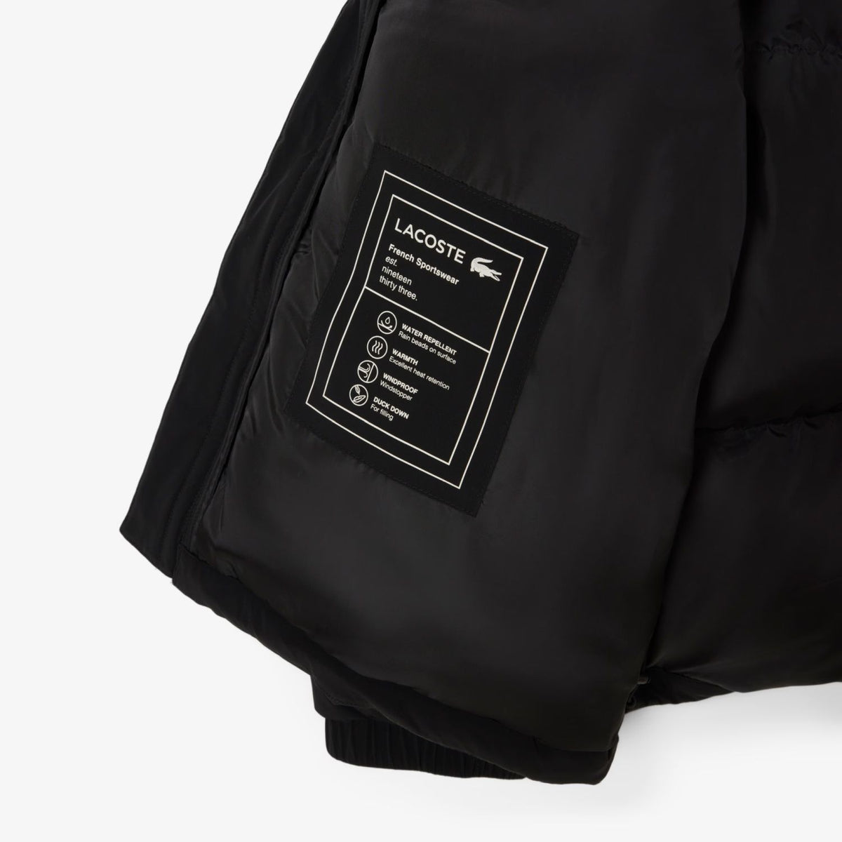 Lacoste Kapuzen-Daunenpuffer Schwarz