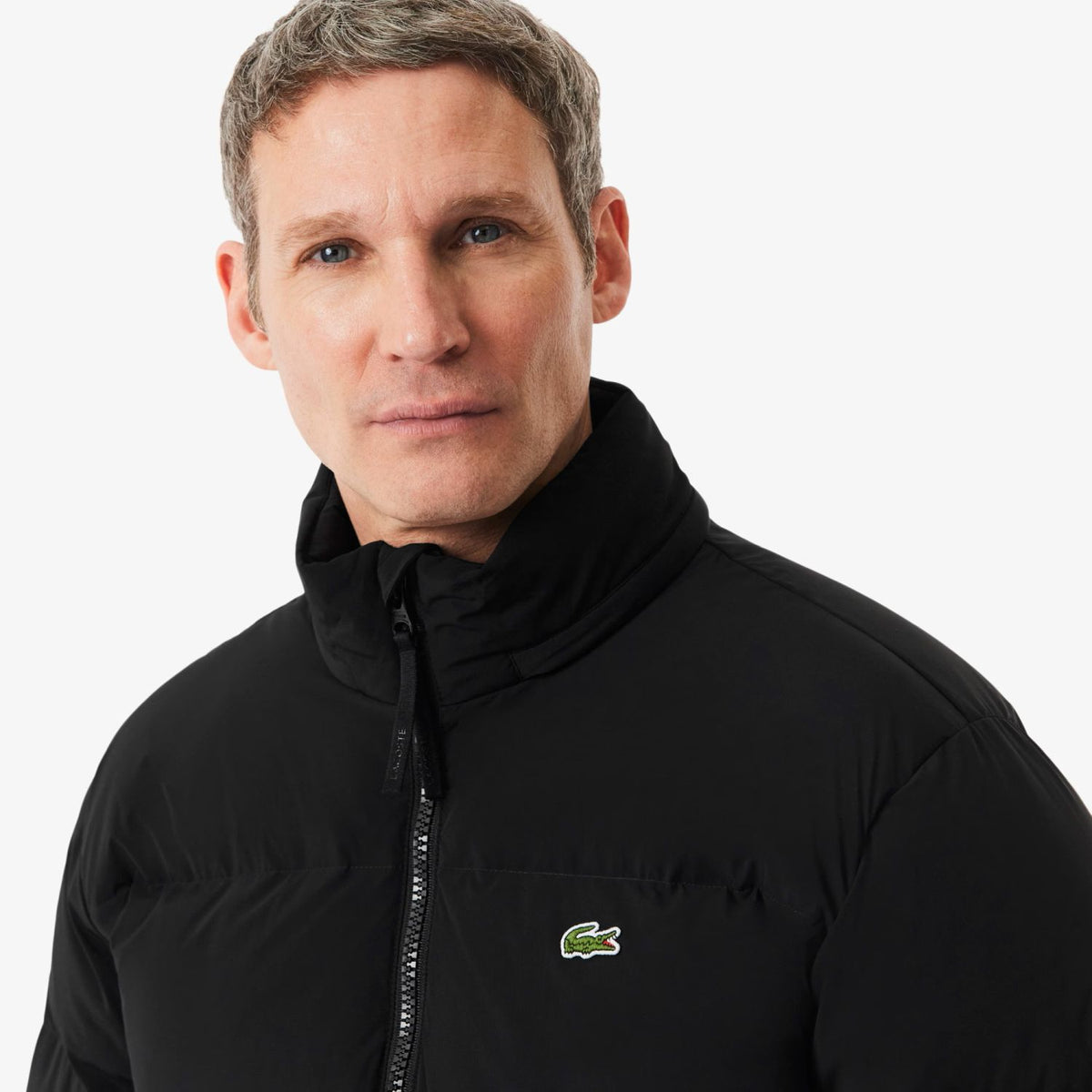 Lacoste Kapuzen-Daunenpuffer Schwarz