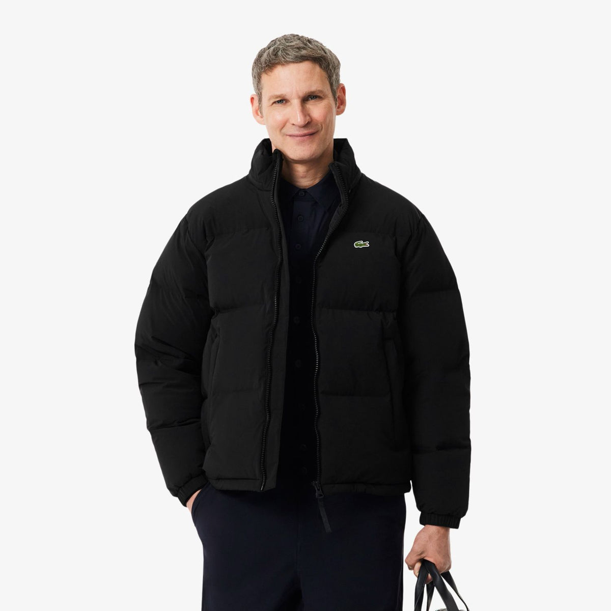 Lacoste Kapuzen-Daunenpuffer Schwarz