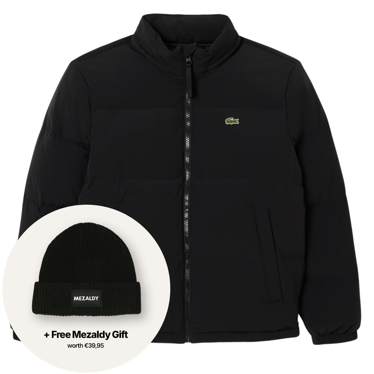 Lacoste Kapuzen-Daunenpuffer Schwarz