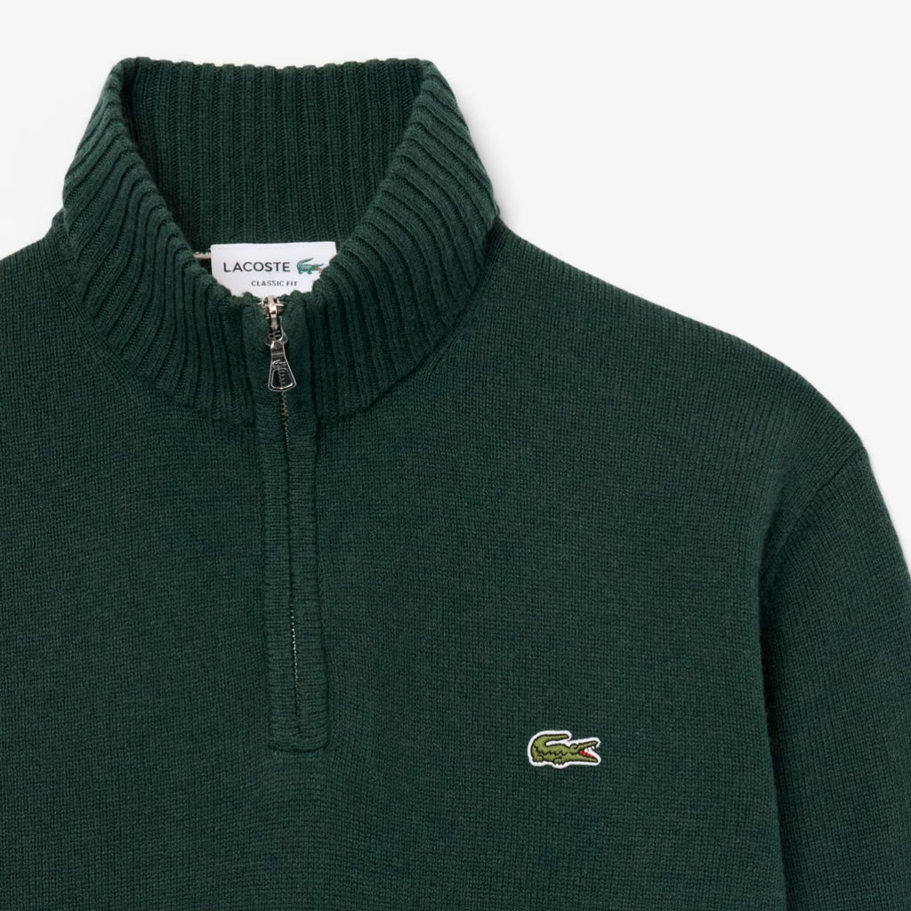 Lacoste Strick-Half-Zip-Pullover Dunkelgrün