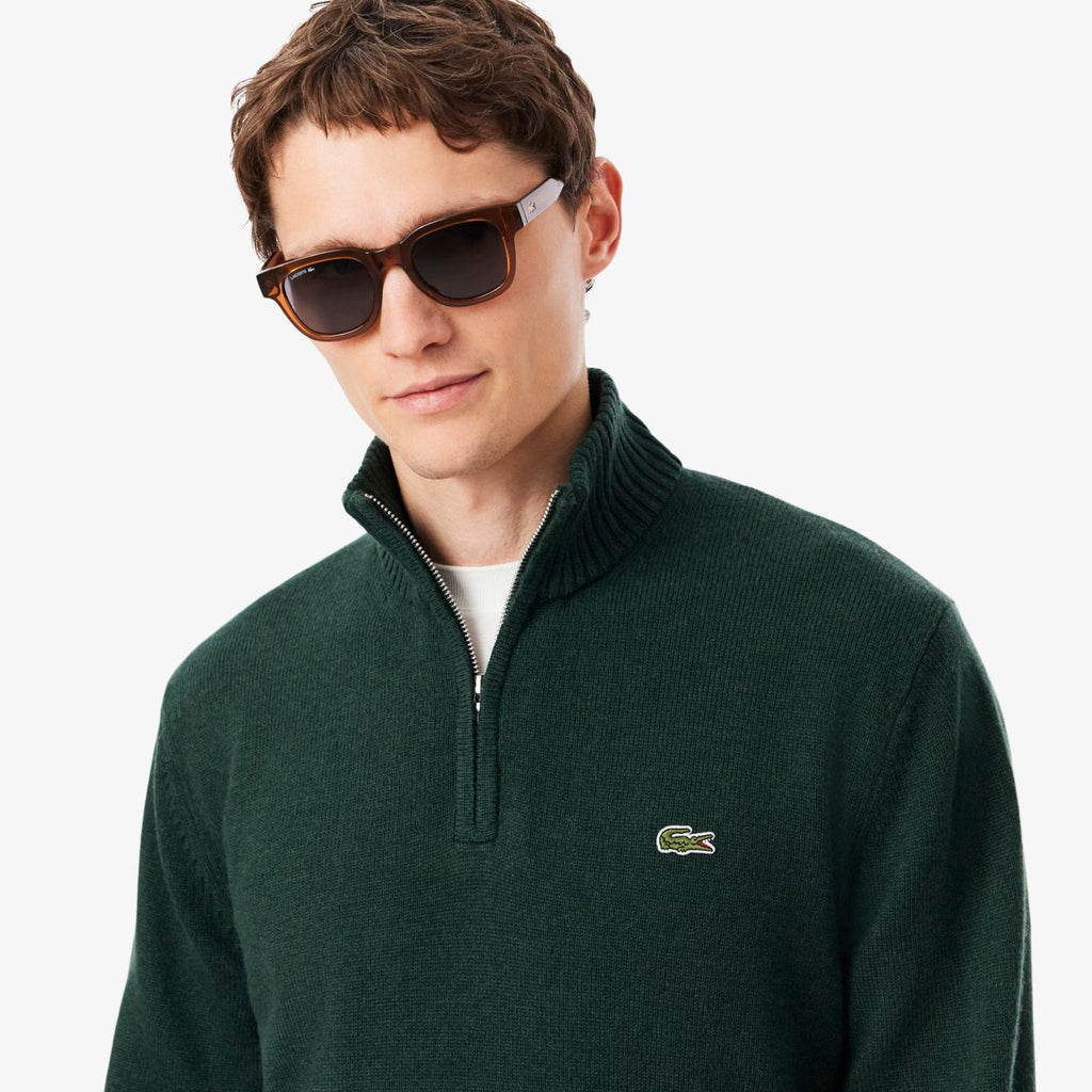 Lacoste Strick-Half-Zip-Pullover Dunkelgrün