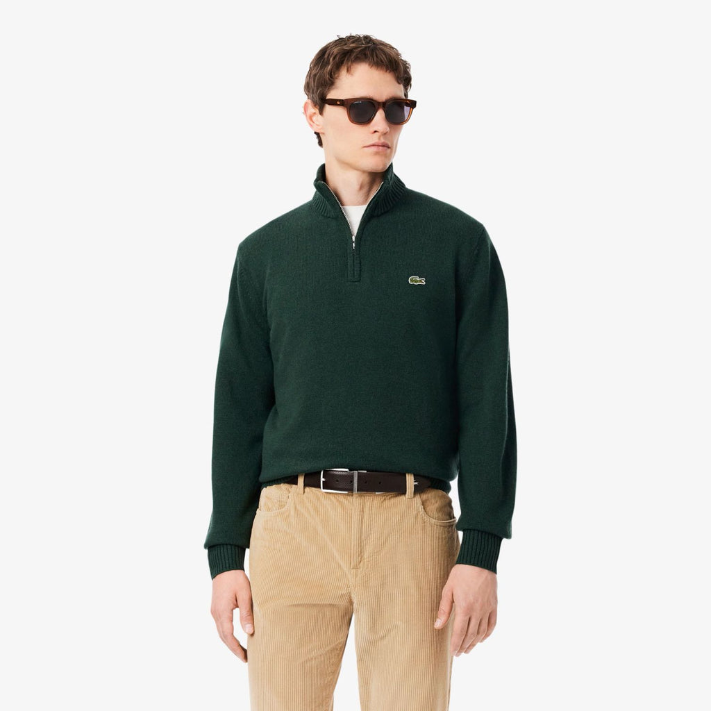 Lacoste Strick-Half-Zip-Pullover Dunkelgrün