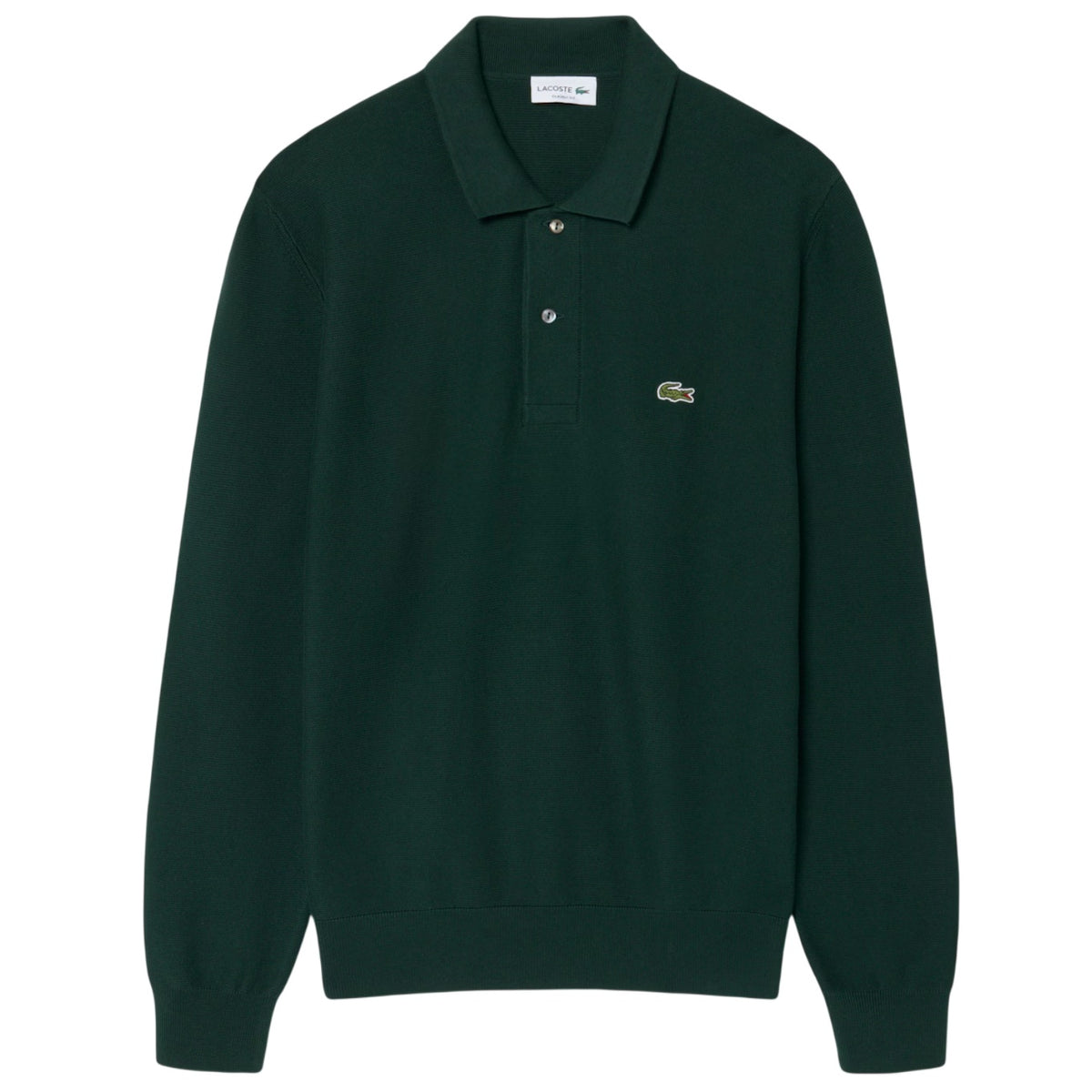 Lacoste Strick-Langarm-Poloshirt Dunkelgrün