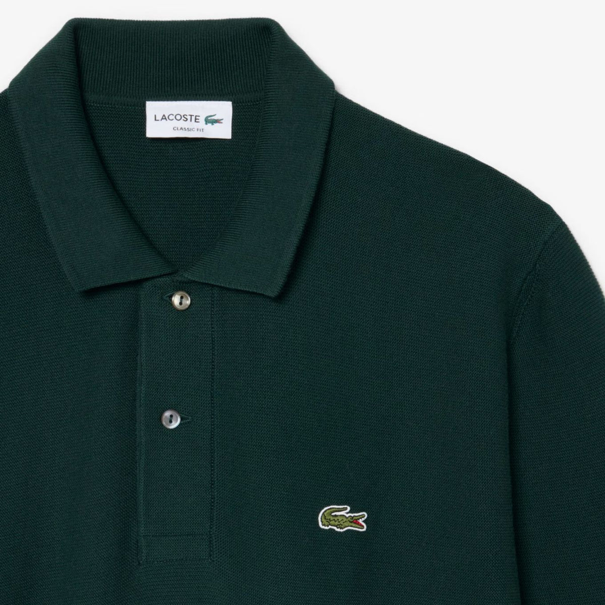 Lacoste Strick-Langarm-Poloshirt Dunkelgrün