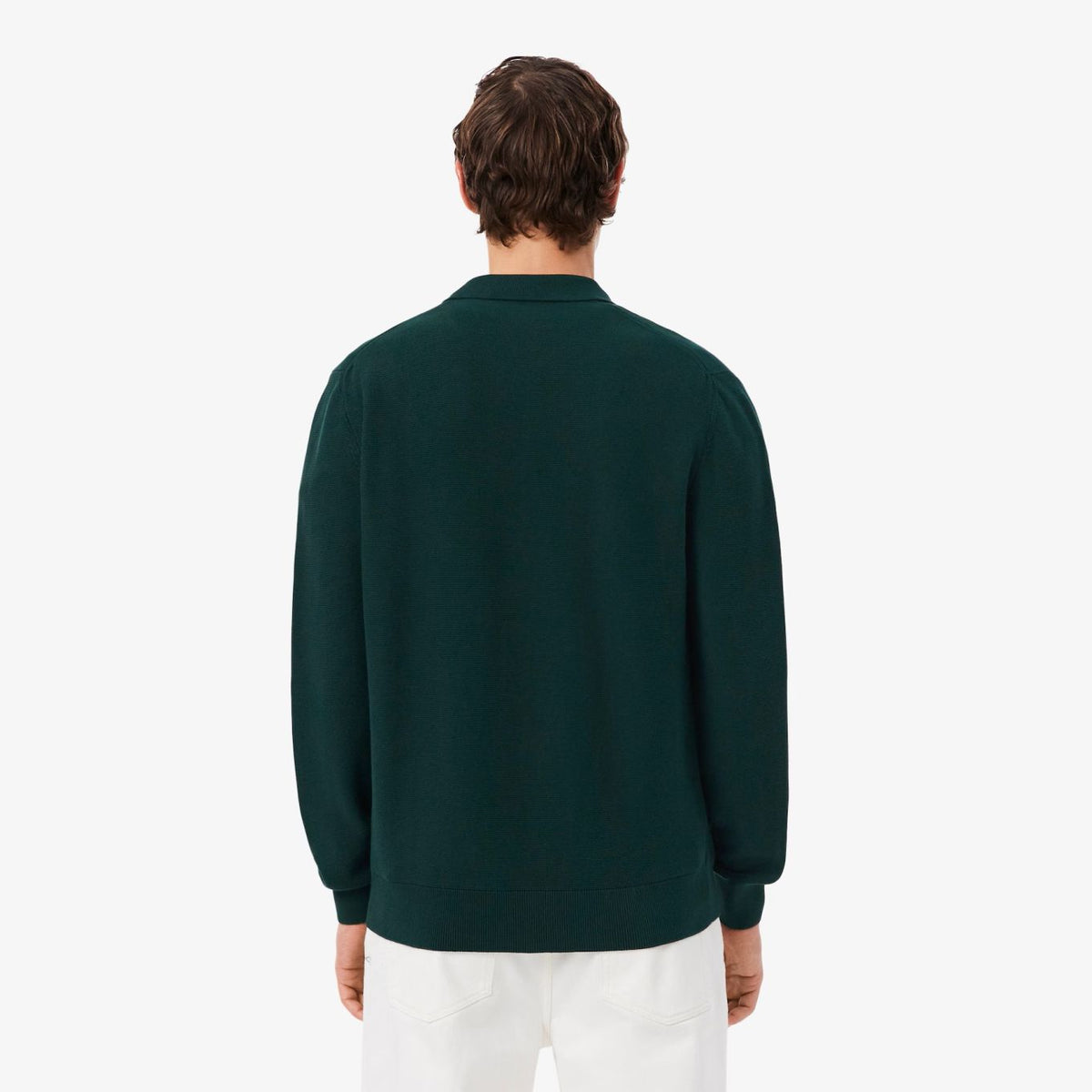 Lacoste Strick-Langarm-Poloshirt Dunkelgrün
