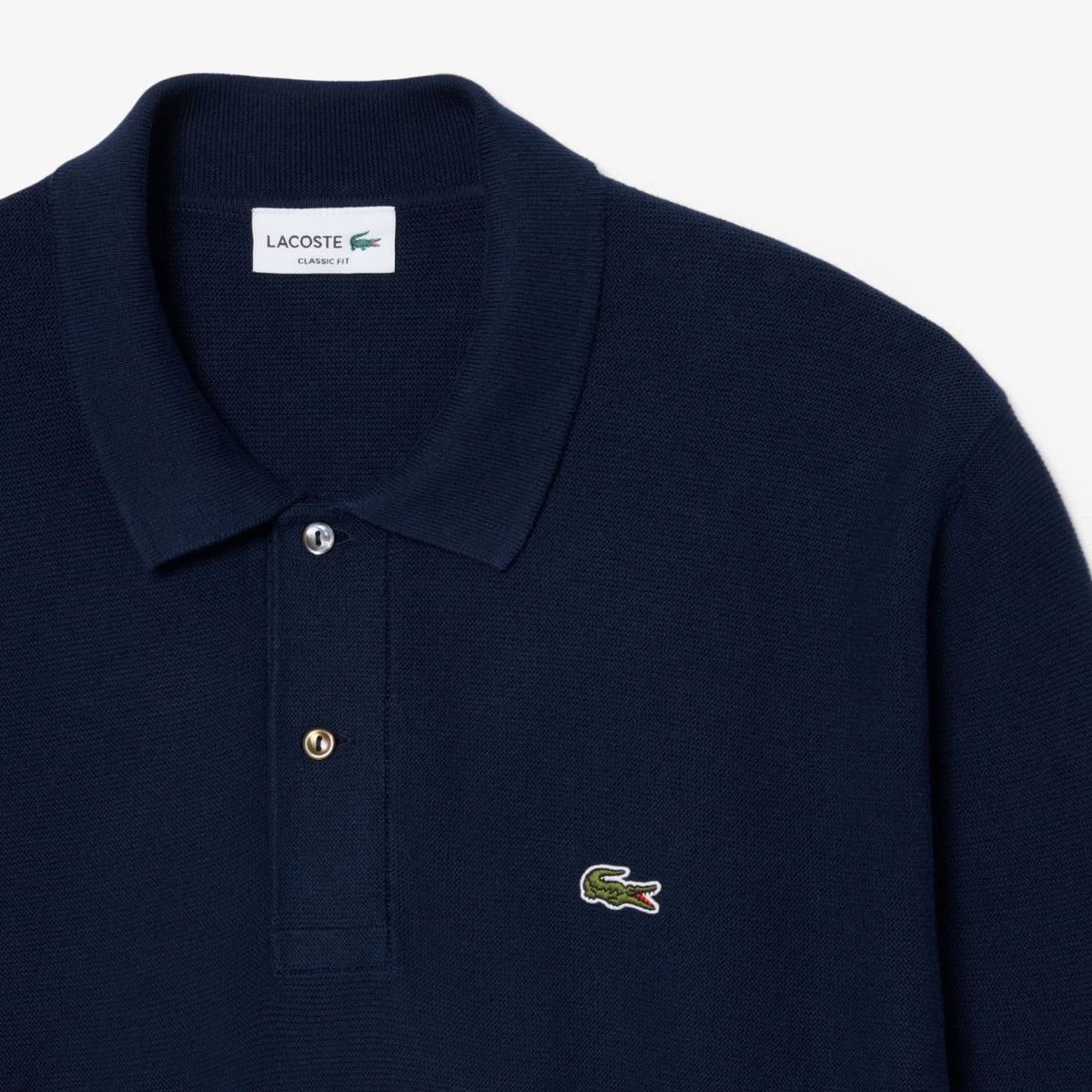 Lacoste Strick-Langarm-Poloshirt Marine