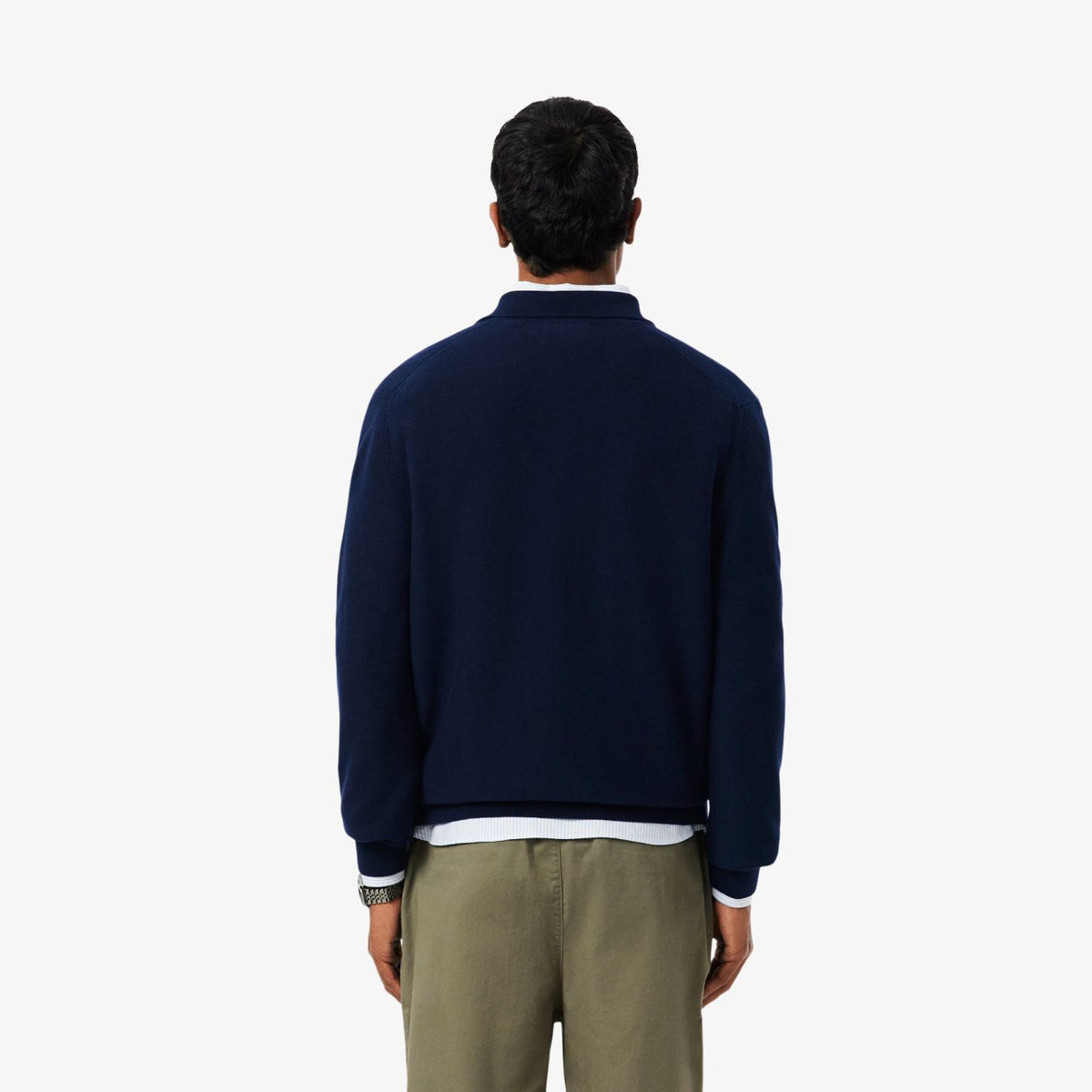 Lacoste Strick-Langarm-Poloshirt Marine