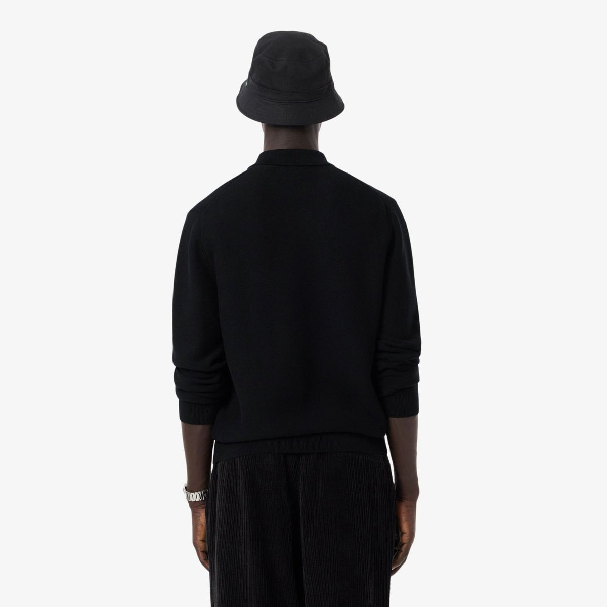 Lacoste Strick-Langarm-Poloshirt Schwarz