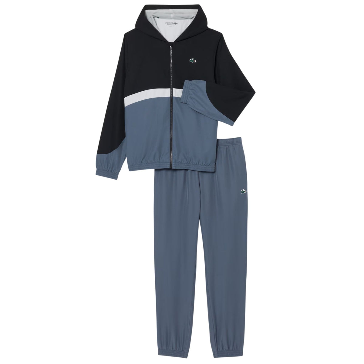 Lacoste Printed Colour-Block Trainingsanzug Schwarz/Grau