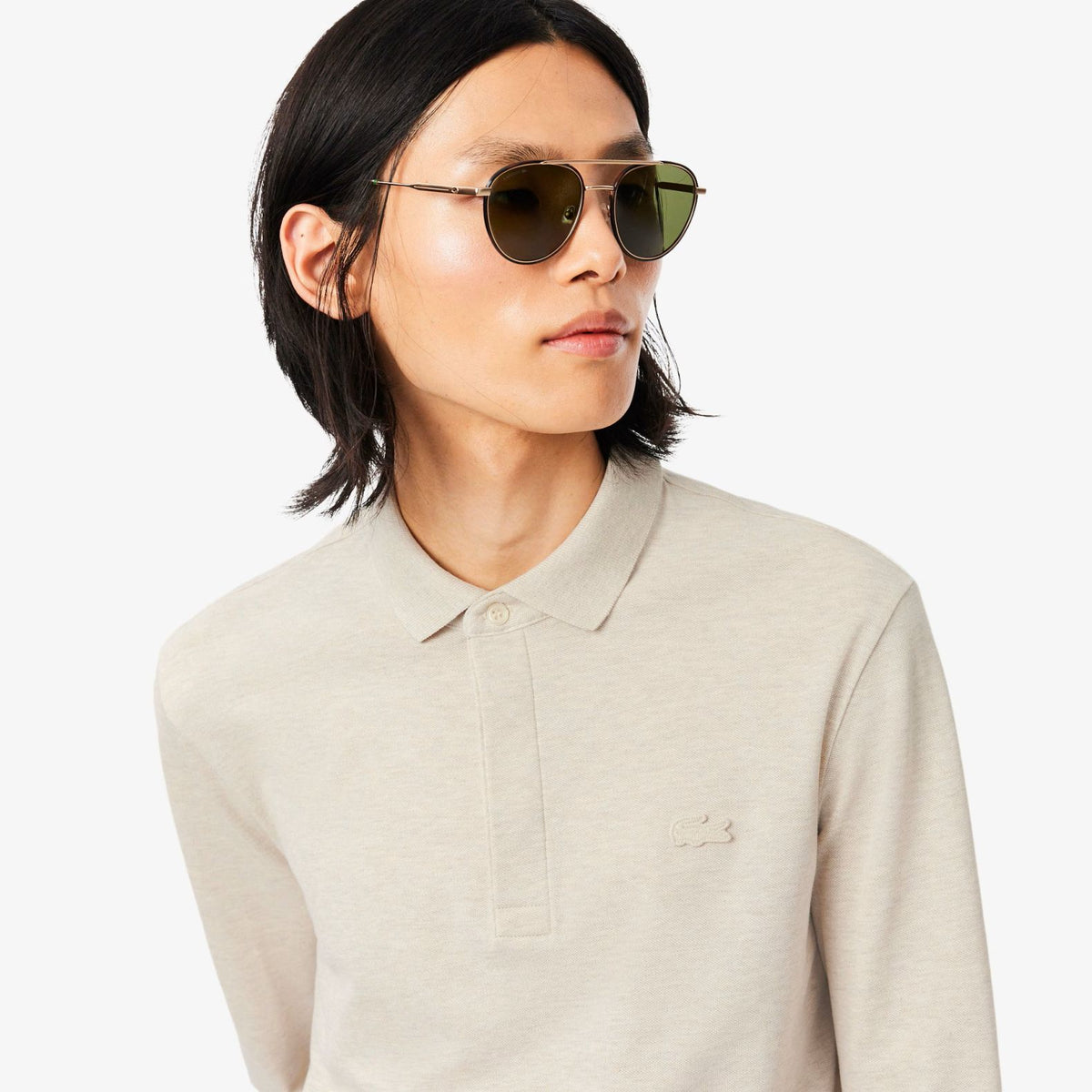 Lacoste Smart Paris Langarm-Poloshirt Beige
