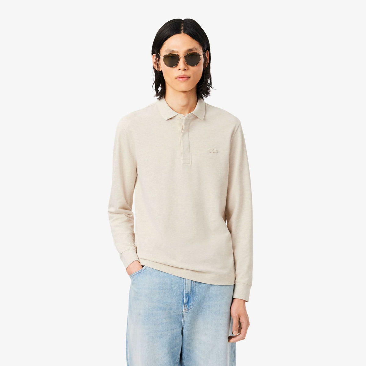 Lacoste Smart Paris Langarm-Poloshirt Beige