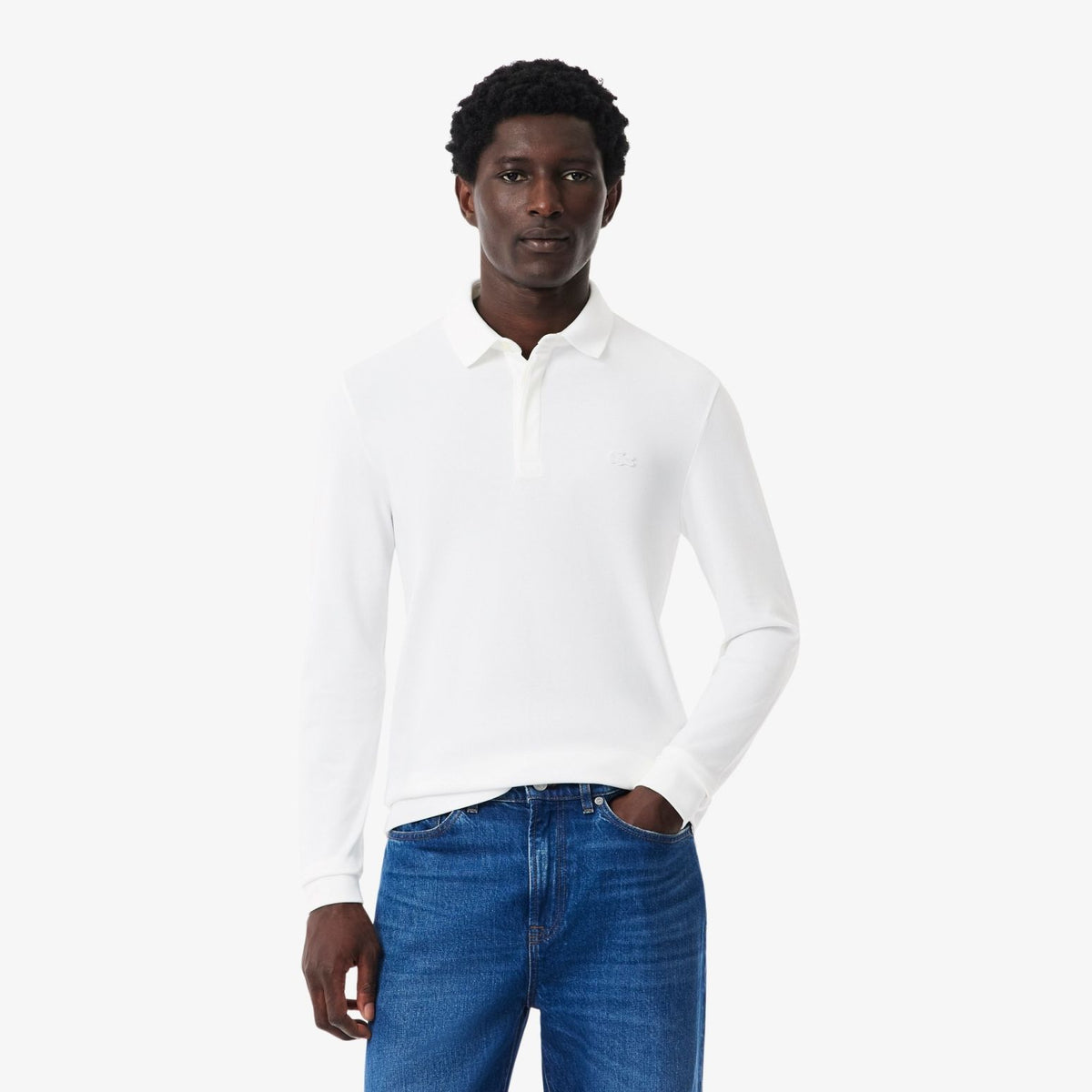 Lacoste Smart Paris Langarm-Poloshirt Weiß