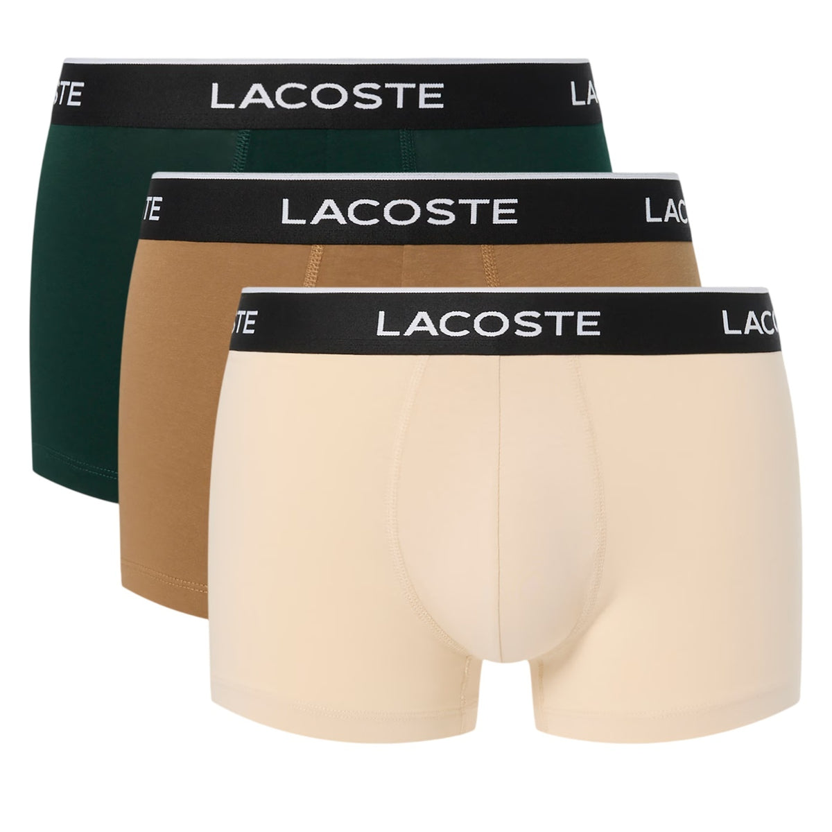 Lacoste Stretch 3er-Pack Boxer Beige/Braun/Dunkelgrün