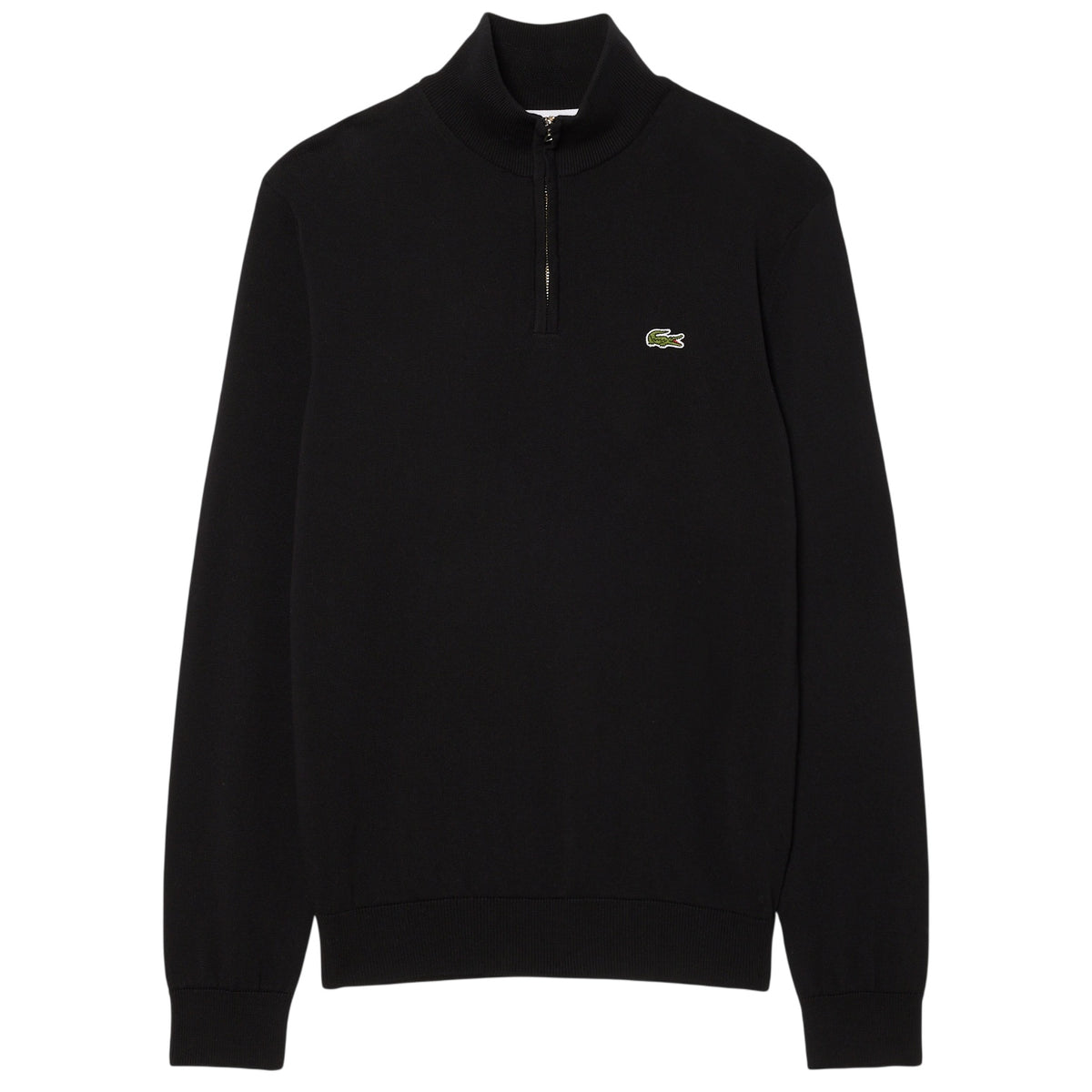 Lacoste Zipped High Neck Cotton Pullover Schwarz