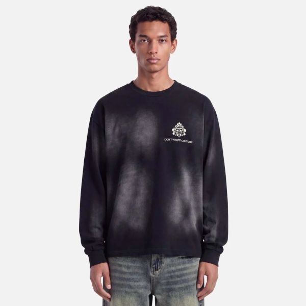 Don’t Waste Culture Fade-Longsleeve-T-shirt Schwarz