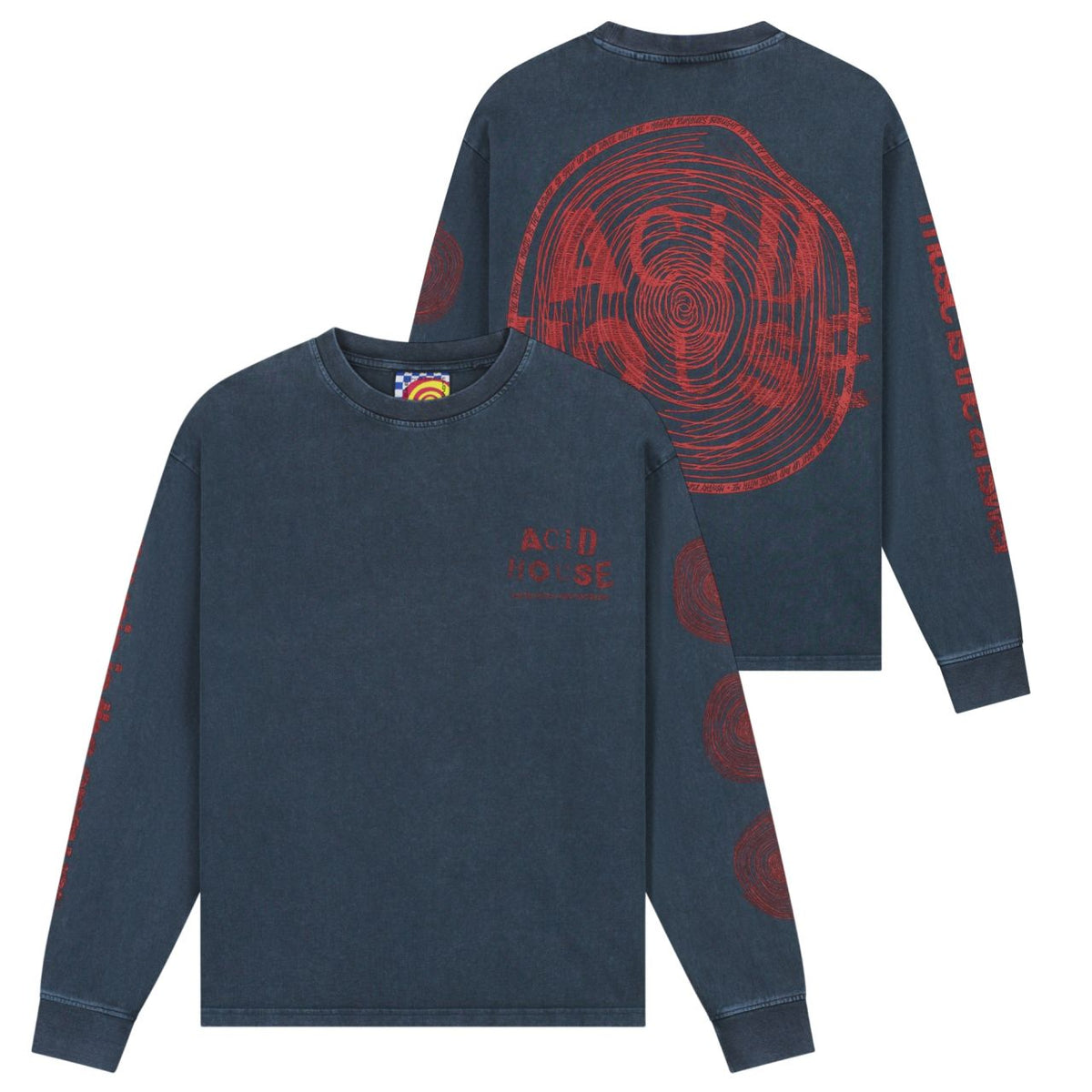 Lovelee Dae Chuck Acid-House-Langarm-T-shirt Dunkelblau