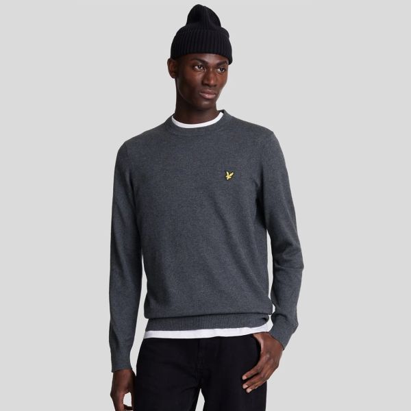 Lyle & Scott Cotton Merino Sweater Antraciet