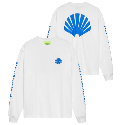 New Amsterdam Surf Association Logo-Langarm-T-shirt Weiß/Blau