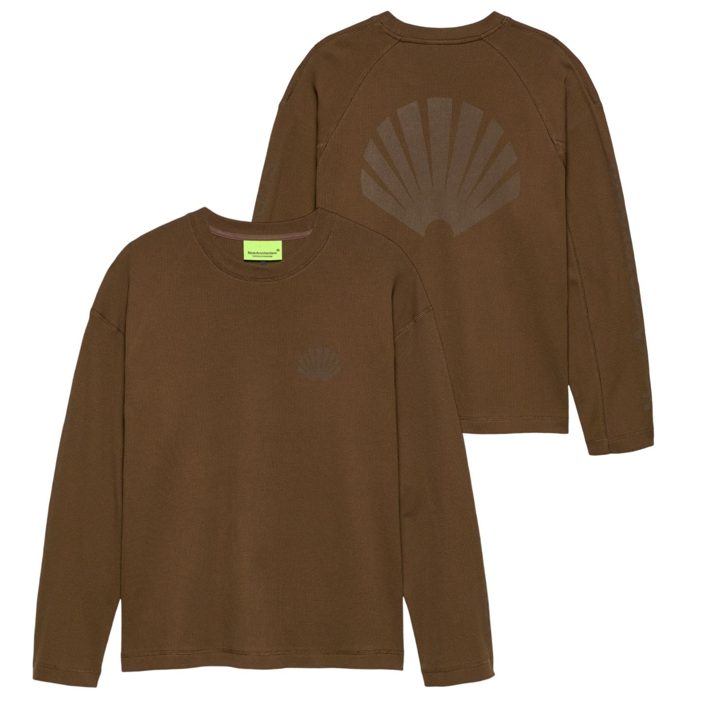 New Amsterdam Surf Association Logo Langarm-Waffel-T-shirt Braun