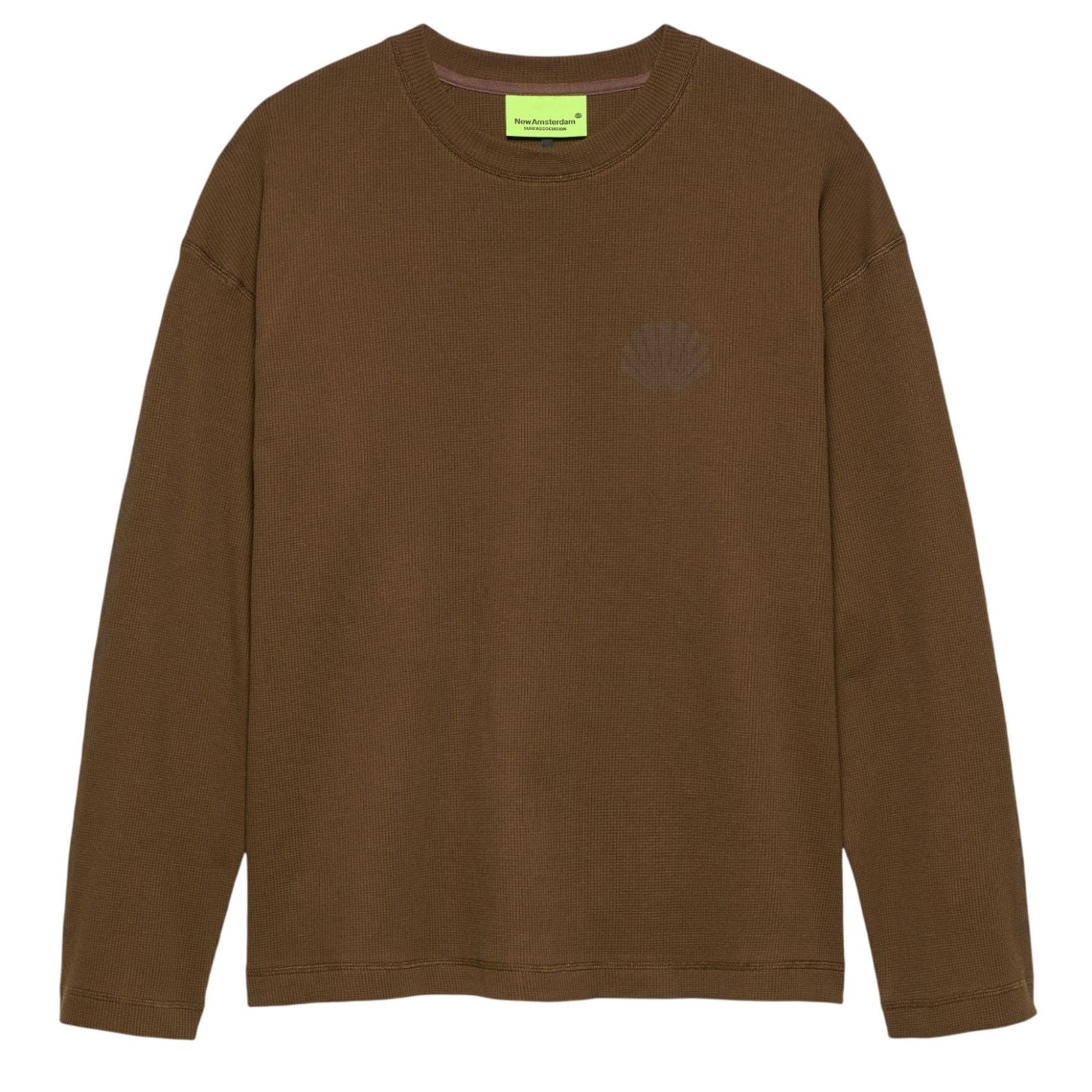New Amsterdam Surf Association Logo Langarm-Waffel-T-shirt Braun