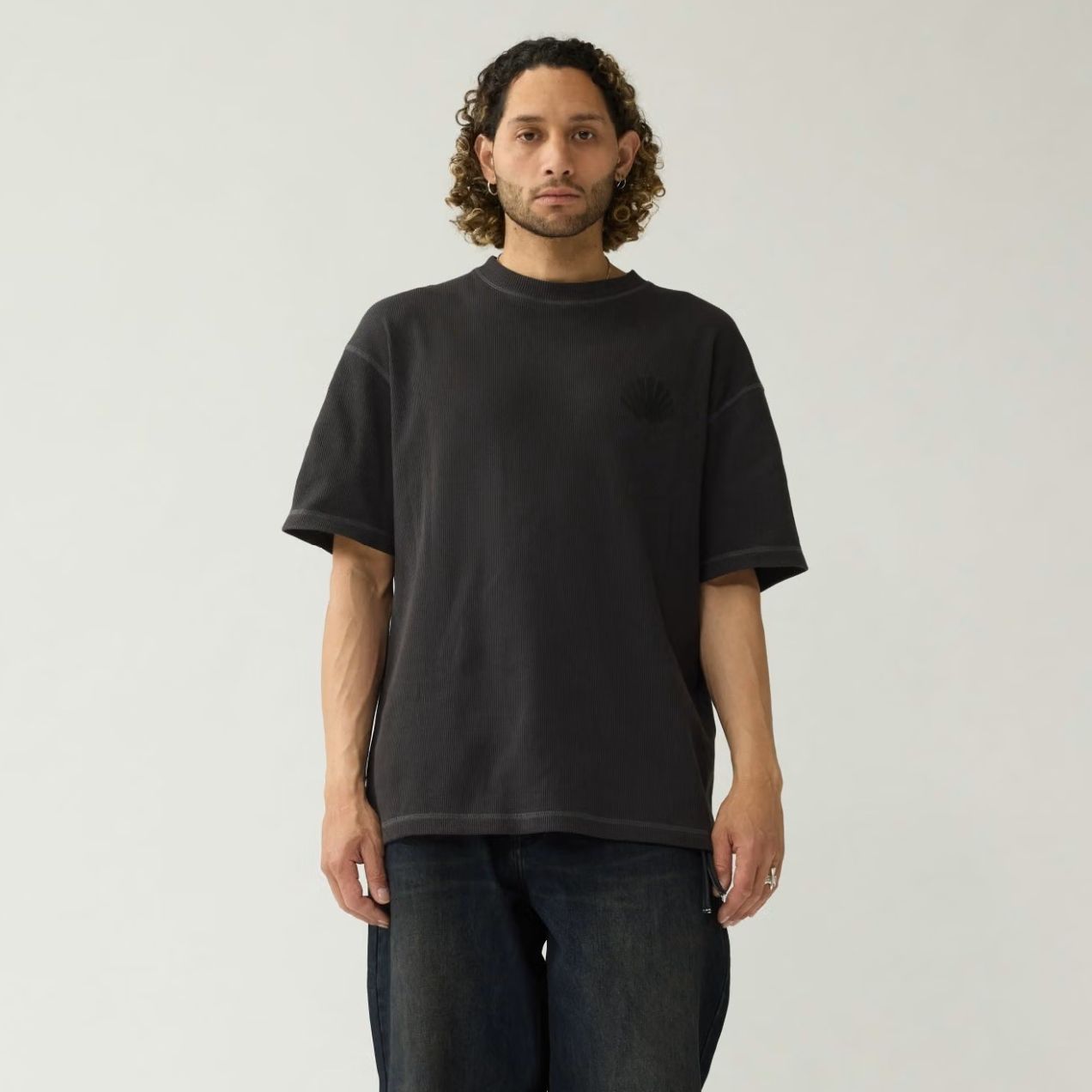 New Amsterdam Surf Association Logo-Waffel-T-shirt Schwarz