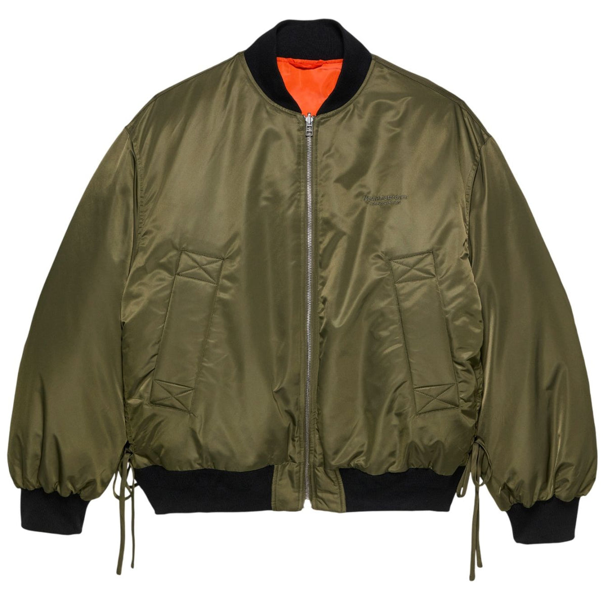 New Amsterdam Surf Association Reversible Bomberjacke Dunkelgrün/Orange