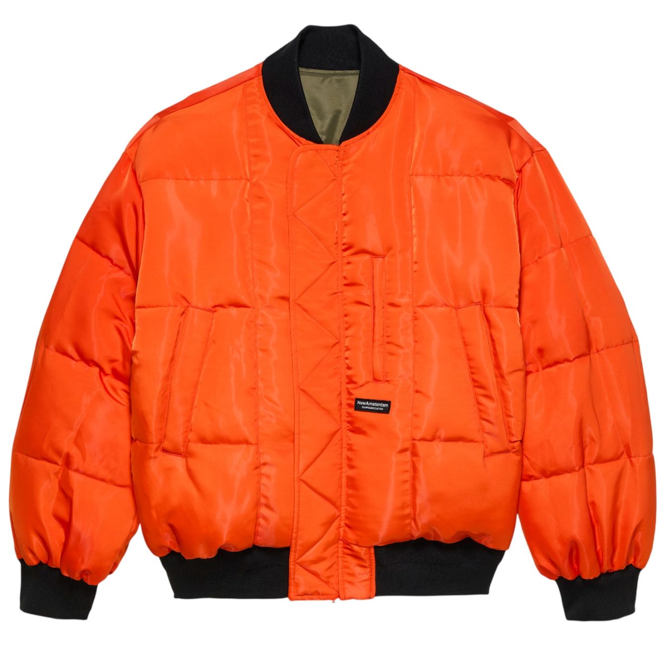 New Amsterdam Surf Association Reversible Bomberjacke Dunkelgrün/Orange