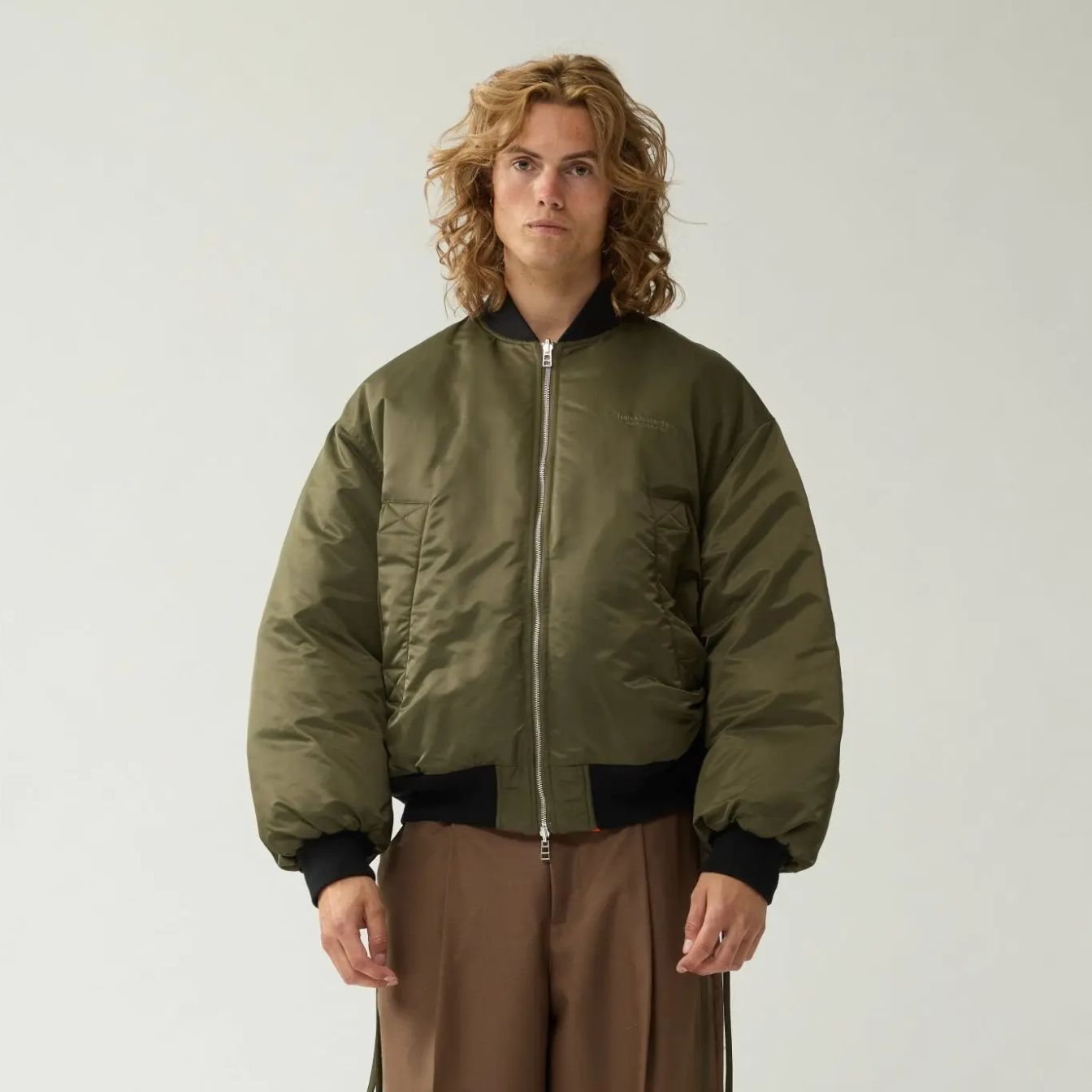 New Amsterdam Surf Association Reversible Bomberjacke Dunkelgrün/Orange