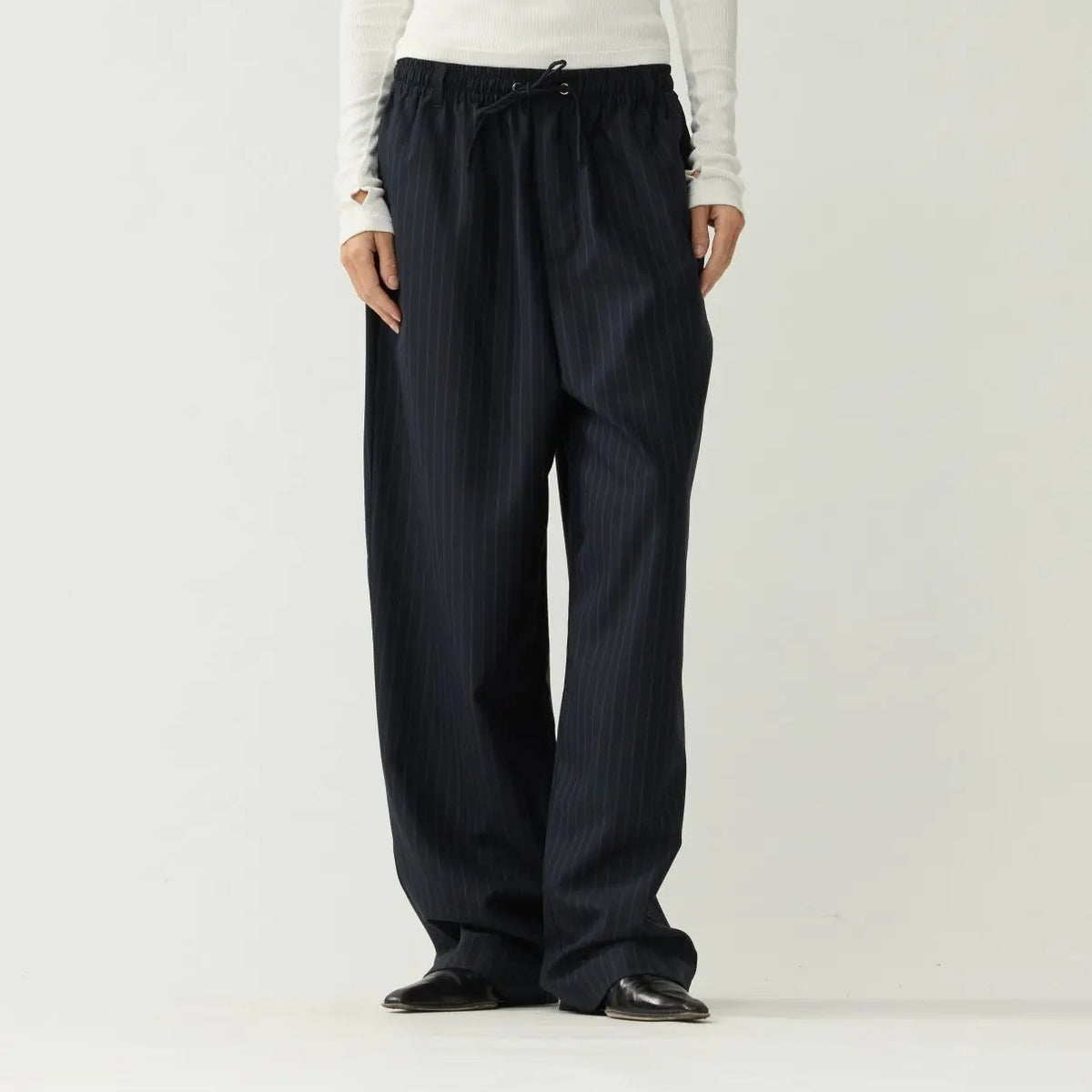 New Amsterdam Surf Association Wool Work Pinstripe Broek Navy