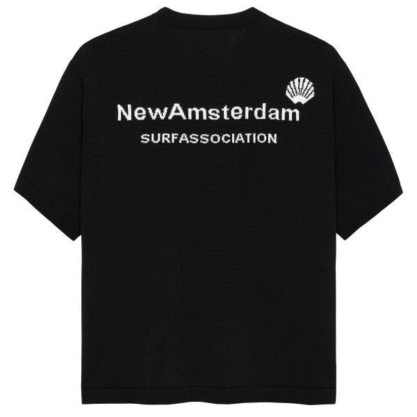 New Amsterdam Surf Association Knitted Logo T-shirt Zwart