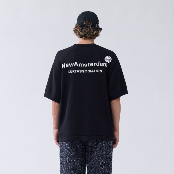 New Amsterdam Surf Association Knitted Logo T-shirt Zwart