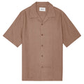 NN.07 Julio Open Collar Linen Overhemd Bruin