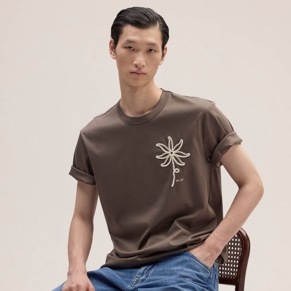 NN.07 Pedro EMB T-shirt Bruin