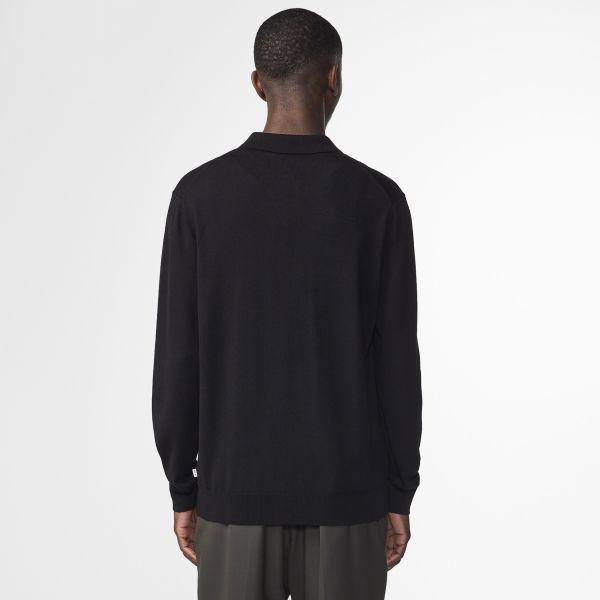 NN.07 Sergio Zip Longsleeve Polo Zwart