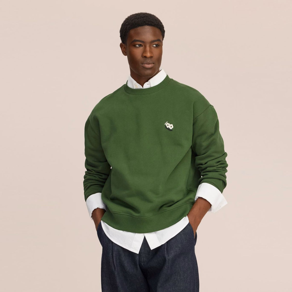NN.07 David EMB Pullover Grün