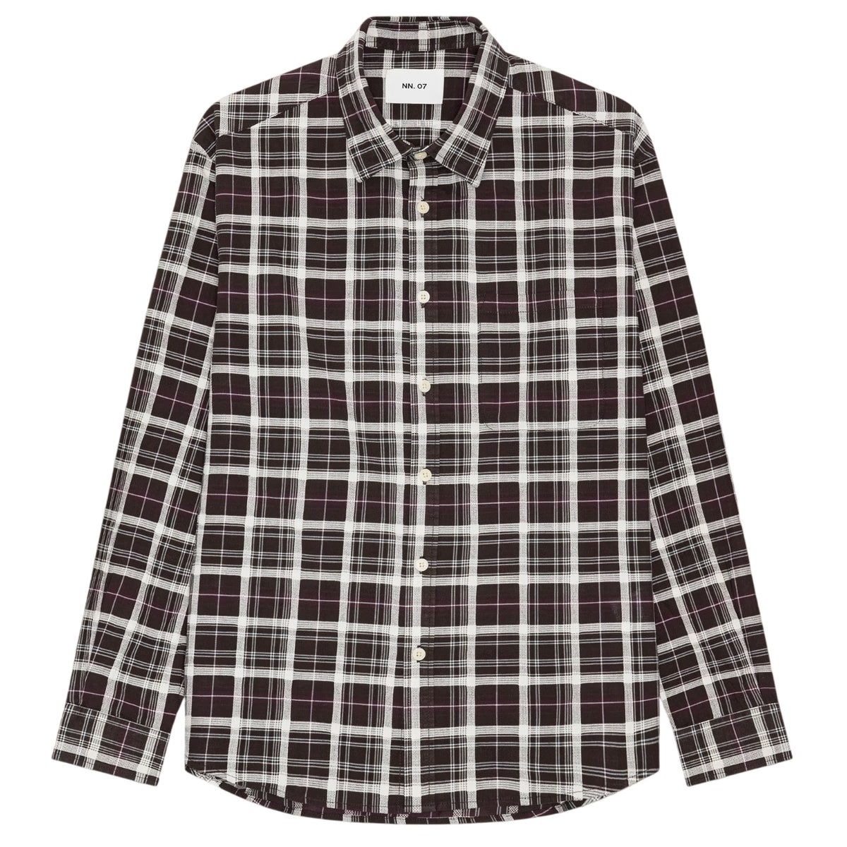 NN.07 Deon Check Hemd Bordeaux