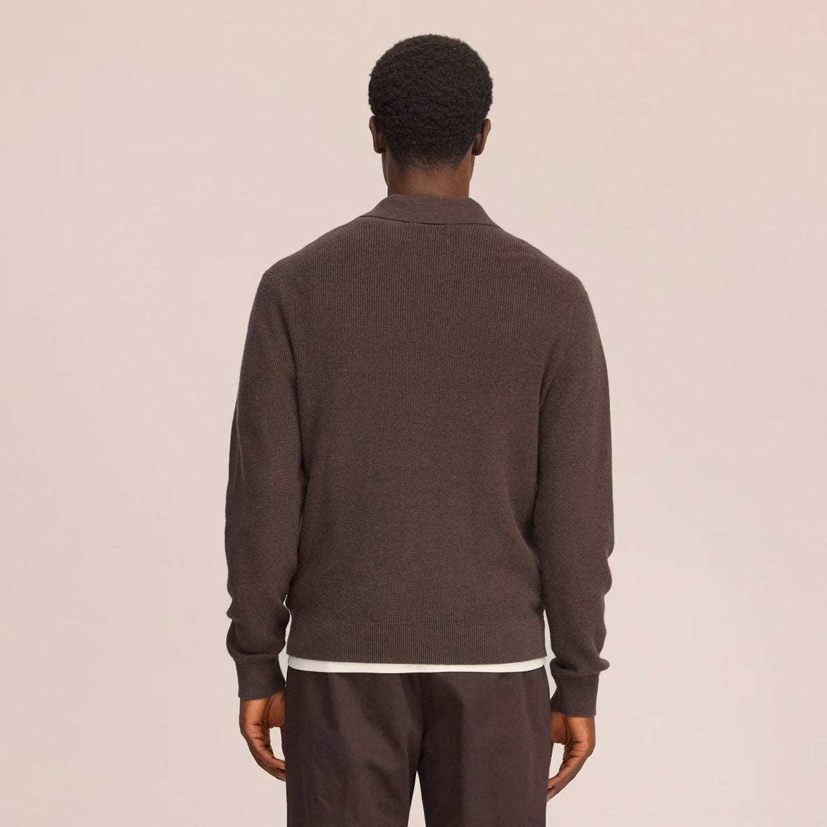 NN.07 Hope Rib Langarm-Poloshirt Braun