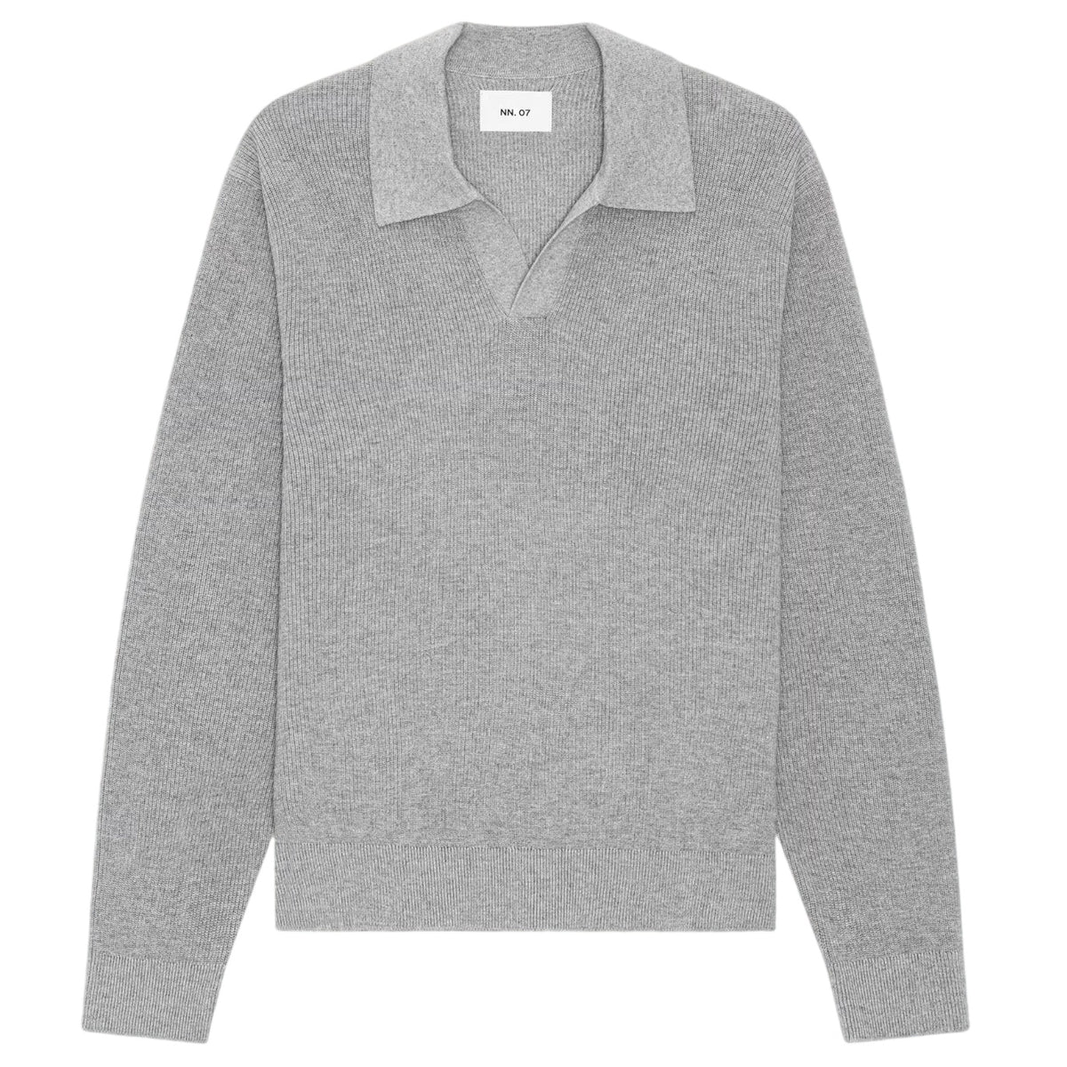 NN.07 Hope Rib Langarm-Poloshirt Grau
