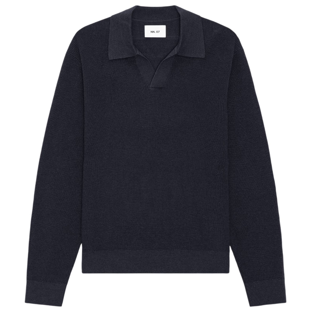 NN.07 Hope Rib Langarm-Poloshirt Marine